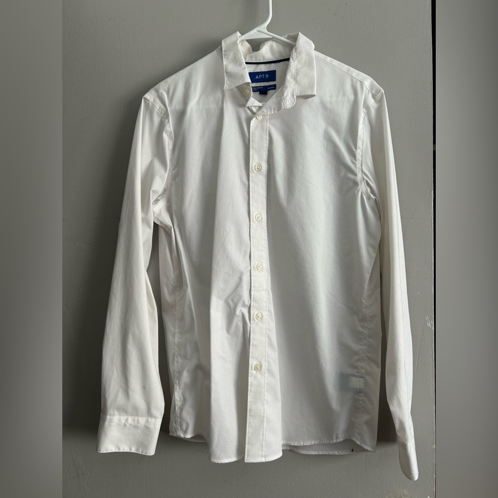 Apt. 9 White Men’s Long-Sleeve Button-Up Dress Shirt